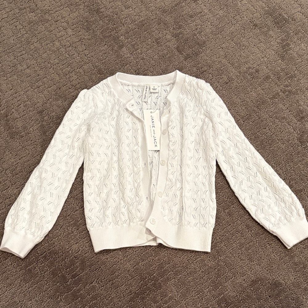 Janie and Jack White Cable Knit Cardigan
